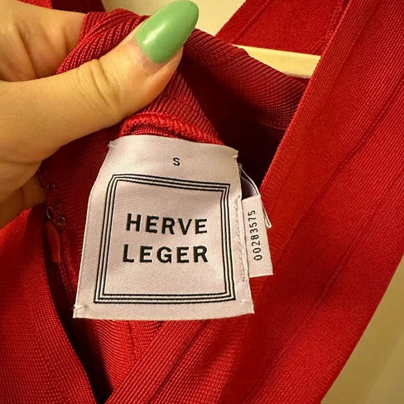 Herve Leger Lipstick Red Bandage Mini Dress - Picture 2 of 5